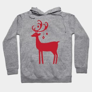 Scandinavian Vintage Christmas Reindeer - Red Hoodie